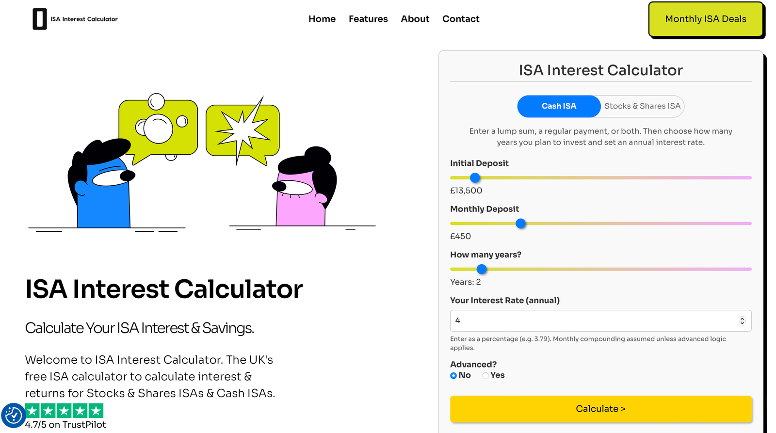 ISA Interest Calculator (stocksandsharescalculator.co.uk) Homepage