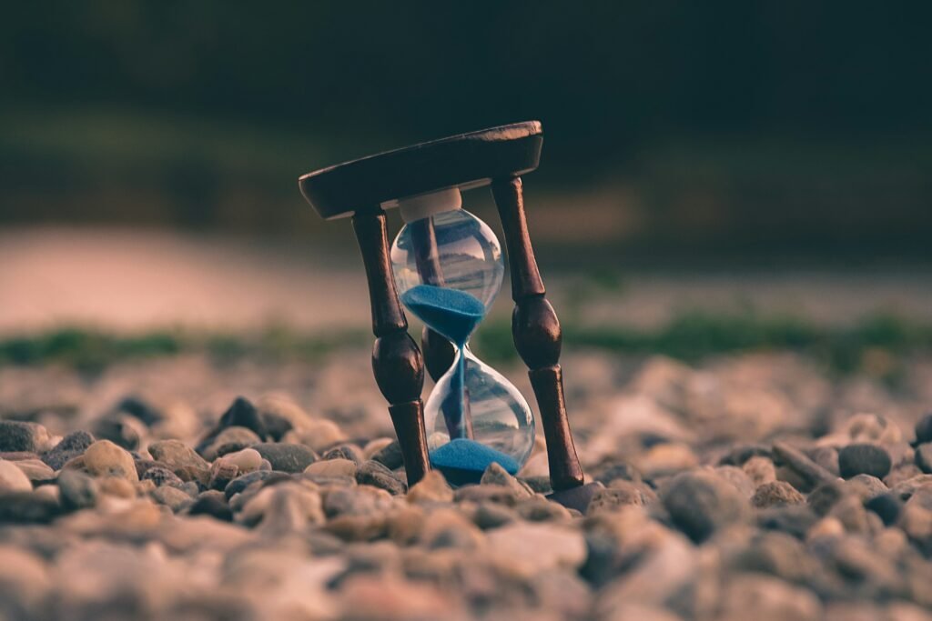 Hourglass showing time slip away
