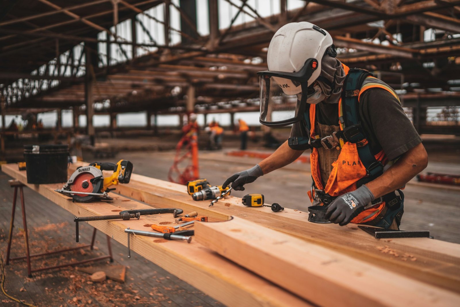 Man on a construction site building something